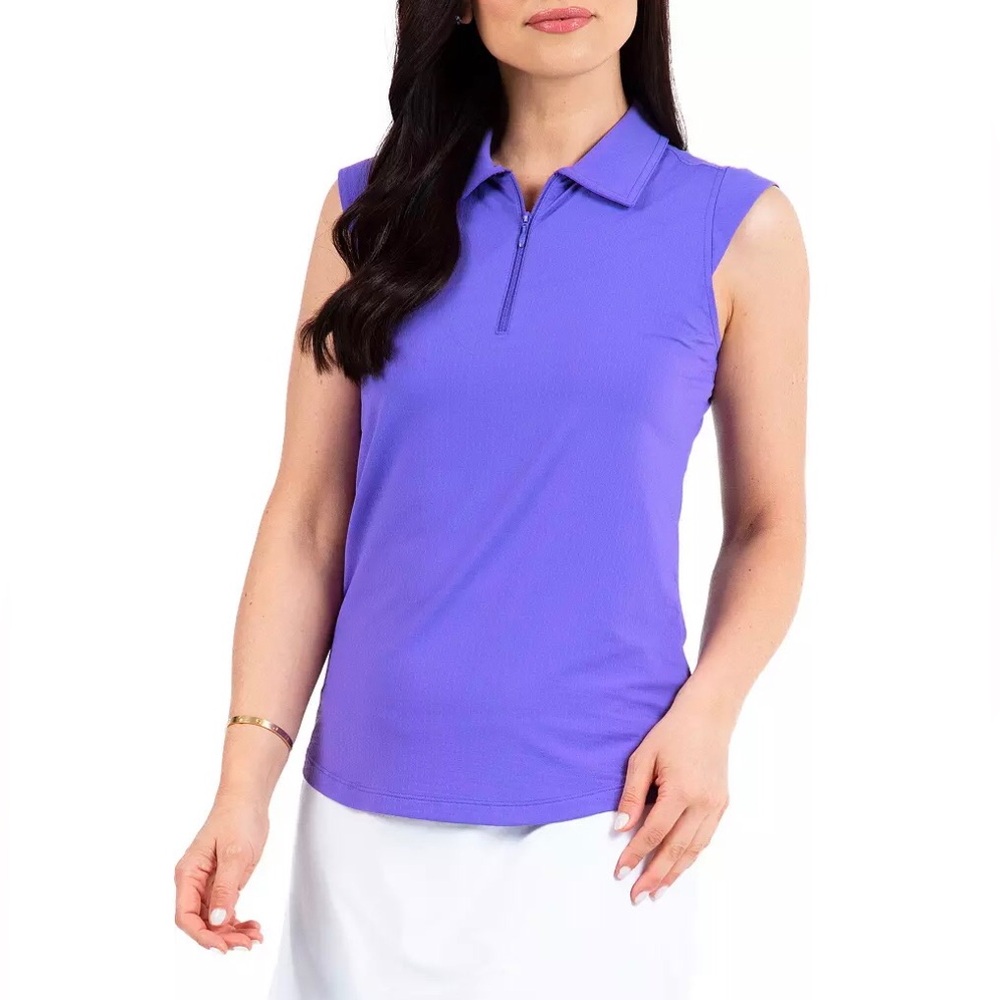 IBKUL Sleeveless 1/4 Zip Golf Polo Shirt Plum Women’s Medium